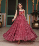 Wedani Faux Georgette Anarkali Kurta Set For Women (In Alpha L Regular Maroon),MAROON,L,Georgette,Anarkali,Kurta
