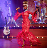 Barbie Inspiring Women Doll, Celia Cruz Queen Of Salsa Collectible In Red Lace Dress With Golden Microphone & Doll Stand