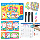 Magic Grooved Writing Practice for Kids Ages 3-8, Reusable Handwriting Workbooks with Deep Tracing Grooves - Letters, Numbers, M