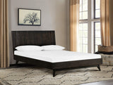 Armen Living Loft Acacia Mid-Century Platform King Bed, Brushed Brown-Grey