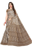 TAMAIRA FASHION Womens Plain Weave Pure Cotton Saree Without Blouse Piece(AB18_BrownBeige)