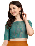 OOMPH! Jacquard Blue Readymade Blouse for Women - rbbl82m