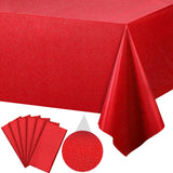 FunnyPars 6 Pack Iridescent Red Plastic Tablecloth,Glitter Disposable Laser Rectangle Table Covers,Red Holographic Foil Table Cl