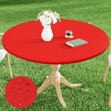 Smiry Round Picnic Tablecloth, Waterproof Elastic Fitted Table Covers for 36 - 44 Tables, Wipeable Flannel Backed Vinyl Tableclo