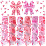 Yuxung 6 Rolls 30 Yards Mother s Day Ribbon Pink Love Burlap Stripe Ribbons Love You Mom Happy Mother s Day Floral Decorative 
