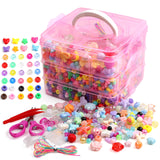 GMMA 2600 Pcs Assorted Acrylic Pony Beads Shapes for Bracelet Making Flower Bow Butterfly Candy Star Heart GummyBear Cute Beads 