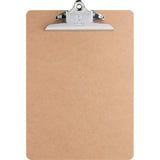 Business Source Hardboard Clipboard with Stainless Steel Clip Brown (65637)
