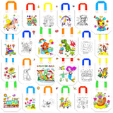 24 Pieces Cute Coloring Goodie Bags Birthday Reusable Party Favor Bags Cartoon Carnival Animals Craft Bags Color Your Own Bag fo
