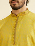 Manyavar Selfdesign Casual Kurta And Pyjama Set For Men Yellow L