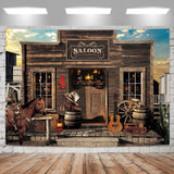 Imirell Western Saloon Cowboy Backdrop 7Wx5H Feet Country Vintage Bar Wild West Ranch Texas Vaque Horse Barn Door Cowgirl Baby S
