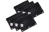 Charles Leonard Pencil Pouch, 2 Pockets with Mesh Front, 7.63 x 10 inches, Black, Set of 6 (76356)
