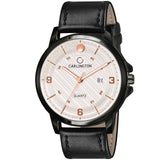 Carlington Analog Men'S Wrist Watch With Leather Strap - Ct 1050 Blacksilver