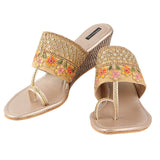 Shoetopia Women'S & Girl'S Gold Woven Design Wedges Heels-Eu39 /Golden,Gold,6,B09HV2TBJF