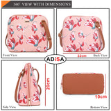 Adisa Women Girls Floral Print Faux Leather Sling Bag Crossbody (Pink),Pink,,B09XZ4SYHJ