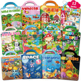 Kalysky 12 Set Reusable Sticker Books for Toddlers 2-4 1-3, Kids 3D Puffy Sticker Activity Books, Birthday Party Favors Goodie B