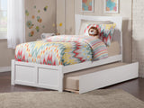 AFI, Metro Twin XL Platform Bed with Footboard, Twin XL Trundle, and Attachable USB Charger, White