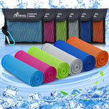 MENOLY 6 Pack Cooling Towels, 40x12 Cooling Towels for Neck and Face with Breathable Carrying Bags,Soft Microfiber Instant Cooli