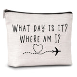 AWSICE Flight Attendant Makeup Bag What Day Is It Where Am I Cosmetic Travel Toiletry Bags Friendship Gift For Stewardess Flight