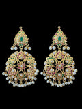 DNS190 Gold-Plated jadau ruby emerald Hasli Necklace with earrings tika – Handcrafted Traditional Set ( READY TO SHIP )