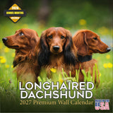 Longhaired Dachshund Calendar 2027 - 16 Month Dog Wall Calendar, Monthly Planner, Large Writing Blocks, Thick No Bleed Paper, Ma