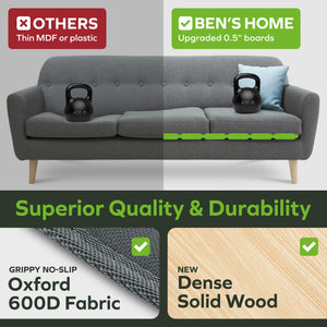BEN'SHOME Couch Cushion Support for Sagging Seats | Heavy-Duty Wood Non-Slip Sofa Support | 58-67 x 19.7 | Adjustable Rein