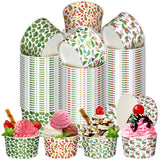 Domensi 100 Pcs Hawaiian Ice Cream Cups Luau Party Bowls Disposable 12oz Flamingo Pineapple Palm Leaf Tropical Sundae Snack Trea