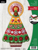 Bucilla Felt Applique Wall Hanging Kit, Merry Wishes Tree, Perfect for DIY Arts and Crafts, 89544E
