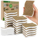 Natural Kitchen Sponges, Biodegradable & Compostable | Non-Scratch Cellulose Coconut Fiber Sponges for Dishes, Pots & Pans | Eco