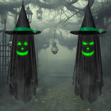 LINAYE 2 Pack Halloween Hanging Decorations Outdoor, Hanging Spooky Ghost with Glowing Face in The Dark, Halloween Decorations D
