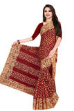 Tamaira Fashion Womens Plain Weave Pure Cotton Saree Without Blouse Piece(2369_Beigeandred)