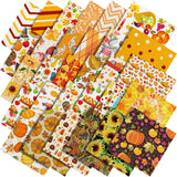 Shimeyao 60 Pieces Thanksgiving Fabric Bundles 10 x 10 Inch Thanksgiving Leaves Pumpkin Patchwork Squares Fabric for Harvest Hol