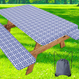 misaya Picnic Table Cover with Bench Cover, Waterproof Elastic Fitted Tablecloth for 6 Foot Tables, Rectangle Washable Polyester