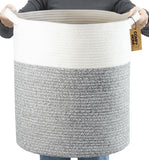 COMFY-HOMI XXL Large Laundry Basket with Handles Blanket Baskets Living Room|Woven Cotton Rope Decorative Basket Laundry Hamper 