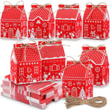 Zhanmai 48 Pcs Christmas Treat Boxes Candy Red Village Vintage Mini Gingerbread House Favor Box Christmas Party Paperboard Gift 