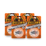 Gorilla Tough & Clear; Double Sided Mounting Tape; Weatherproof; 1 x 60; Clear; (Pack of 4)