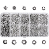 ZHIYUXI 500PCS 10Styles Antique Silver Rondelle Spacer Beads for Jewelry Making Sliver Metal Beads for Bracelet Necklace Earring