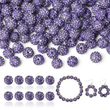 LAIDANLA 120pcs 10mm Purple Rhinestone Beads Baseball Beads for Crafting, Shiny Round Shamballa Disco Beads, Sparkle Crystal Cla