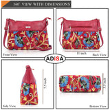 Adisa Women'S Girls Embroided Sling Bag (Sl5152-Mar),Maroon,,B0F2GHBLMQ