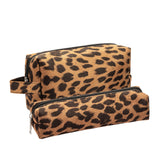 AGBIADD Makeup Bag Set, Large Capacity Cosmetic Bag and Pencil Case, Soft Material, Travel Toiletry Organizer (Brown)