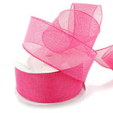 HairBow Center Ribbon Traditions 2.5inch Wired Burlap Ribbon Hot Pink 10 Yards