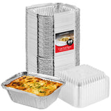Stock Your Home 1 Lb Small Aluminum Pans with Lids (50 Pack) Foil Pans + Clear Plastic Lids, Disposable Cookware, Takeout Trays 