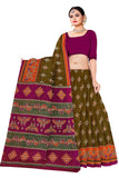 Tamaira Fashion Womens Plain Weave Pure Cotton Saree Without Blouse Piece(Ab30_Mehendi)