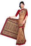 Tamaira Fashion Womens Plain Weave Pure Cotton Saree Without Blouse Piece (1456_Beigeandred)