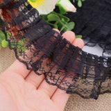 Black Lace Ruffle Trim for Crafts 1-5/8x5yd 2-Layer Pleated Edge Lace Ribbon