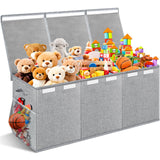 Extra Large Toy Box with Lids - Sturdy Collapsible Kids Storage Organizer Big Bin Chest Basket with Dividers for Boys Girls, Bed
