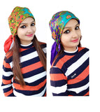 Okara Scarf Headwear Fashion Printing |Head Scarf For Girls_(Red And Blue) Pack Of 2