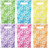 Kolldenn 48 Pcs Pieces Plastic Hibicus Gift Bags Bulk Hawaiian Candy Goodie Treat Bags with Handle for Summer Party Favor Suppli