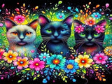 igoodom Cat Diamond Painting Kit for Adults, Black Cat Diamond Art for Beginners, 5d Full Drill Round Diamond Painting Gem Art f