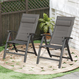 Domi Patio Folding Chairs Set of 2, Outdoor Reclining Camping Chairs Set with Moveable Headrest, Aluminum Frame Outdoor Portable