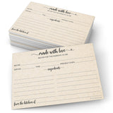 321Done Recipe Cards for the Parents-To-Be (Set of 50) 4x6 Rustic Kraft - Simple, Cute Made with Love Heart Design - Double-Side